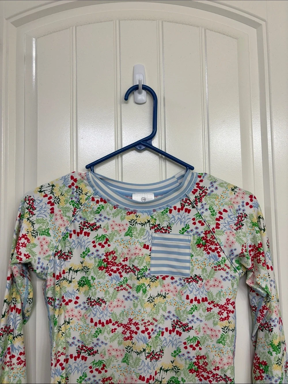 Hanna Andersson Kids Floral Rashguard - White with Red, Green, Blue Accents
